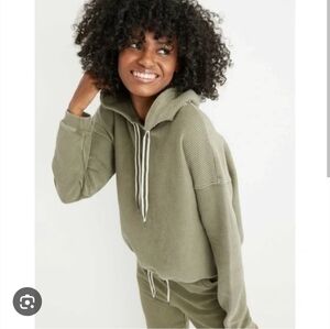 Aerie Sage Green Ribbed Hoodie